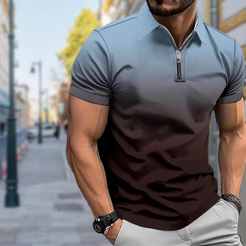 

Мужская рубашка поло повседневная на молнии с коротким рукавом модная повседневная на молнии летняя весенняя рубашка обычного кроя светлого цвета с 3D-принтом 3XL