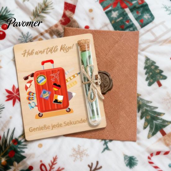 Money Gift Holder 1/2/3Pcs Travel Cash Wooden Red Luggage Anti-deformation Card Men Women Desktop Decoration Ornament