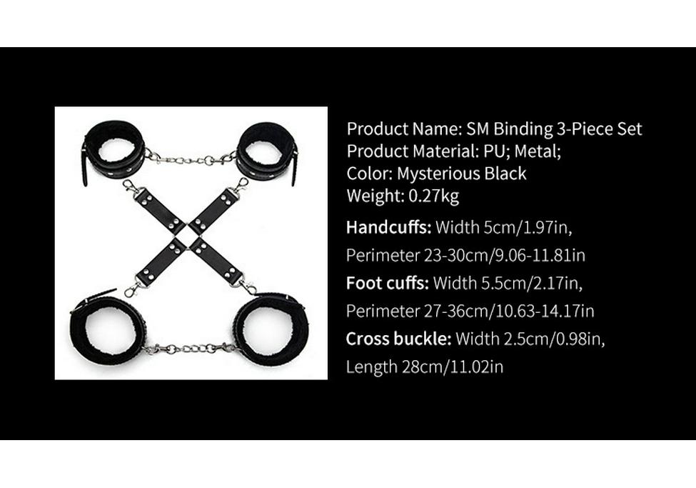 Adult Plush Handcuff & Foot Cuff Restraint Set with Cross Buckle