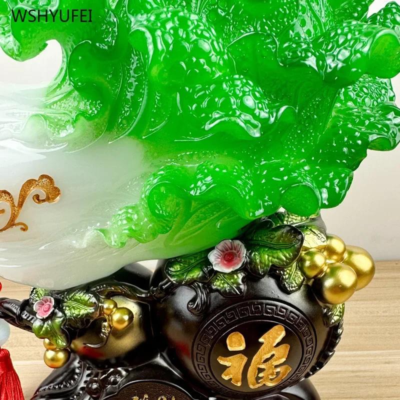 1 szt. żywiczne jadeitowe ozdoby kapusty salon szafka na wino rzeźba rzemiosło przyciągają bogactwo dekoracja domu prezent na parapetówkę