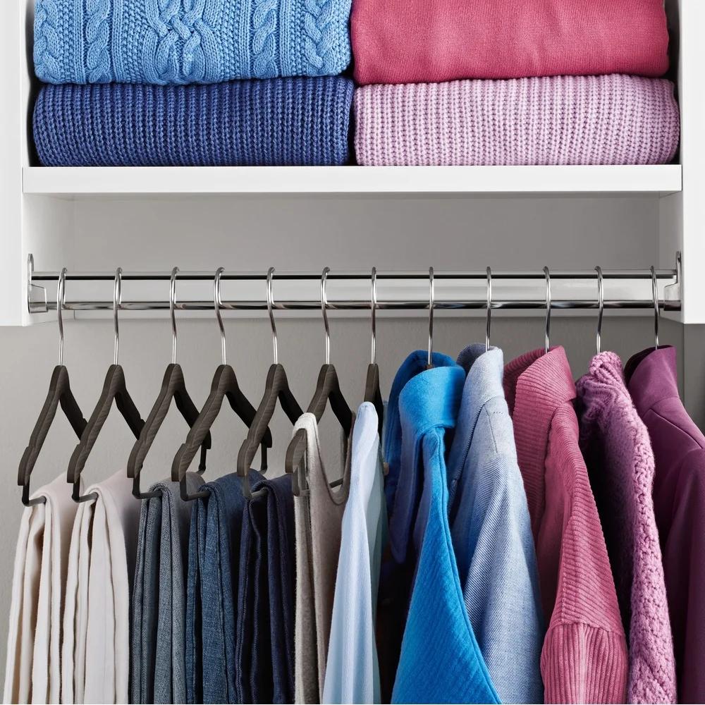 Space Saving Thin Clothing Hangers Pack of 30 Durable Non-Slip Pant Bar Wood Composite Closet Organizer Efficient Wardrobe