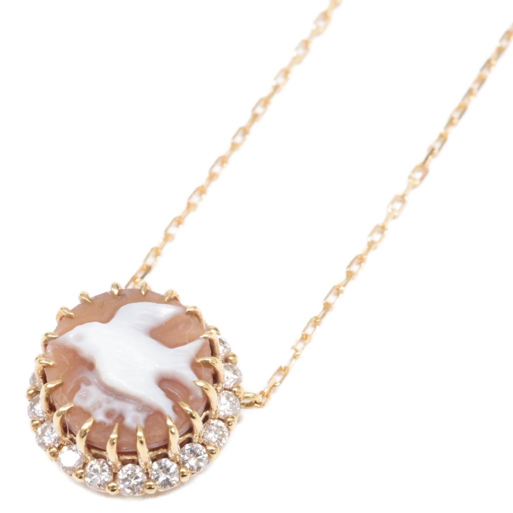 PARCELLE JEWELRY [Excellent Condition] 750 D0.25 Cameo Swallow Diamond Pendant Necklace Yellow GoldUsed