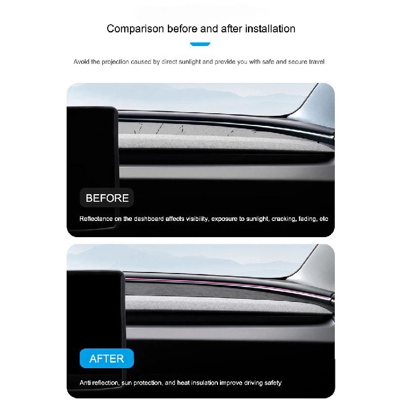 Für Tesla Model Y Juniper Armaturenbrett-Sonnenschutzmatte für Model Y/3 2017-2025 Zentrales Armaturenbrett Antireflektierende Matte Wildleder-Matte