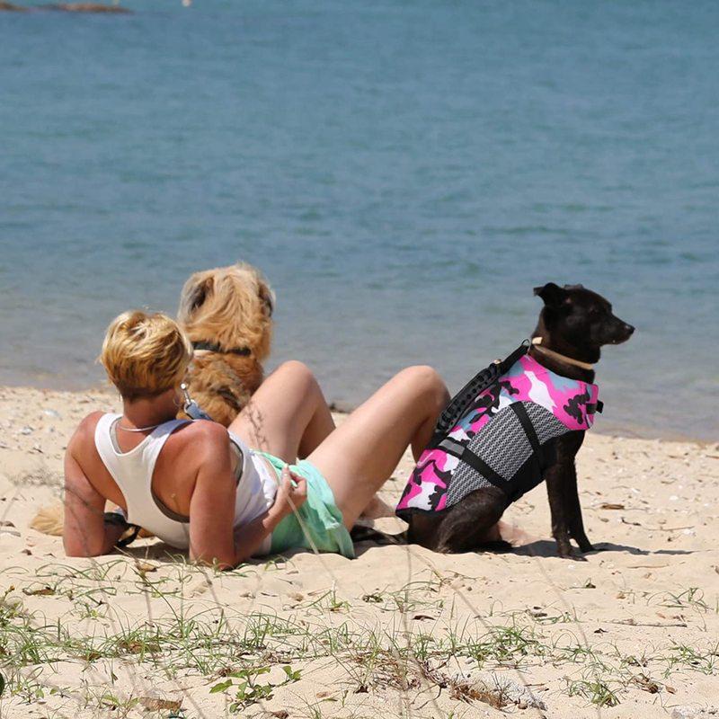 Dog Life Jacket Ripstop Pet Safety Life Vest Adjustable Dogs Lifesaver Vest Camouflage Swimsuit