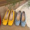 Fashion 2025 French Elegance New Season Suede Low Heel Ballet Flats Bow