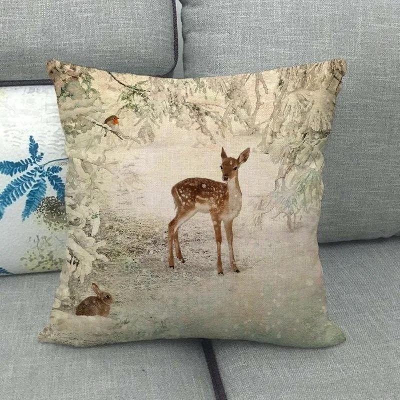 

Домашний декор Рождественская наволочка для подушки с принтом для спальни, гостиной 45x45 см, фундамент almohada 30x30cm