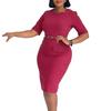 Women's summer new fashion solid color Tongle hip-wrapped African dress