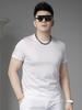 Ozhouzhan round Neck Short sleeve T-shirt Men's Summer Mercerized Cotton Half Sleeve T-shirt 2025 New Solid Casual Top