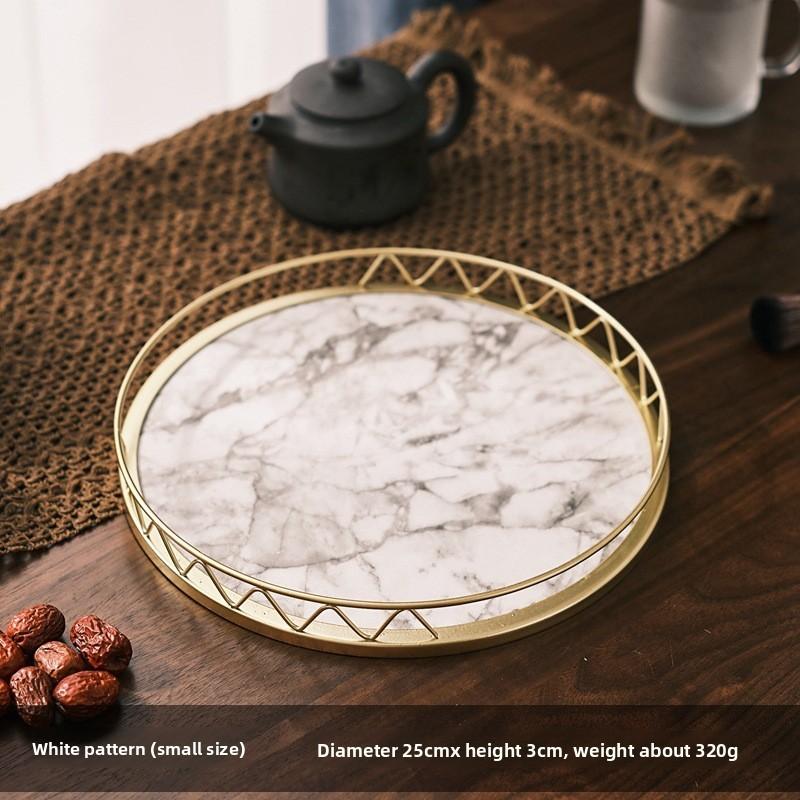 Minimalist Marble Snack Tray With Storage For Home Office And Relaxation