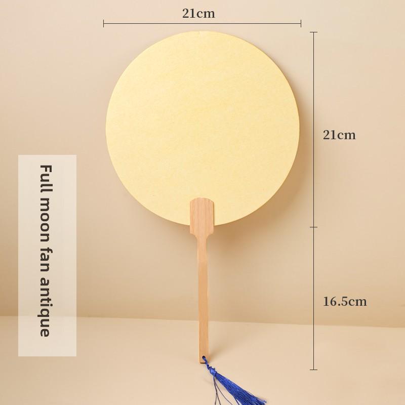 Thiened Blank Xuan Paper Calliaphy Fan DIY Material Kit Hand-Painted Cultural Creative Fan round ape Bamboo Frame