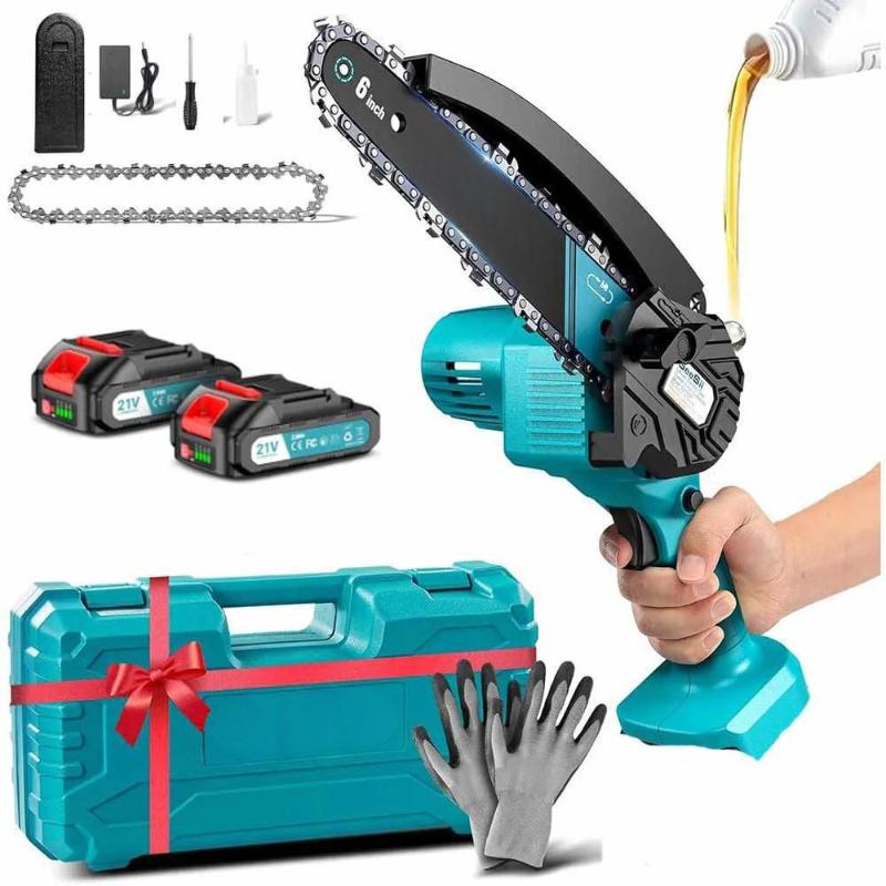 6'' Cordless Woodworking Garden Pruning Power Tool Portable Mini Chainsaw Rechargeable Handheld Electric Saw