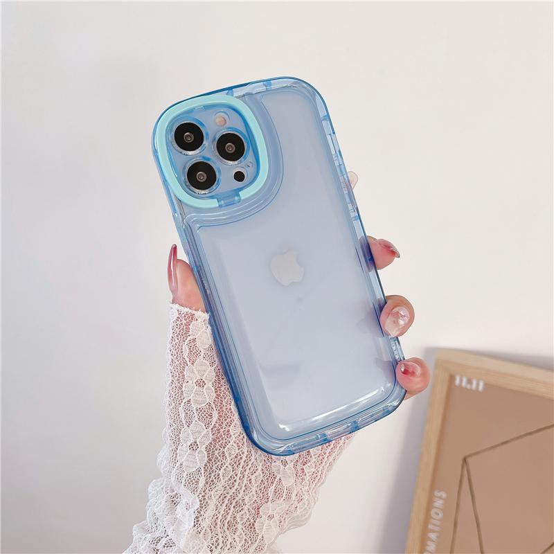 Invisible Folding Lens Bracket Holder Phone Case For iPhone 13 11 12 Pro Max 15 14 Plus Cute Candy Color Shockproof Bumper Cover