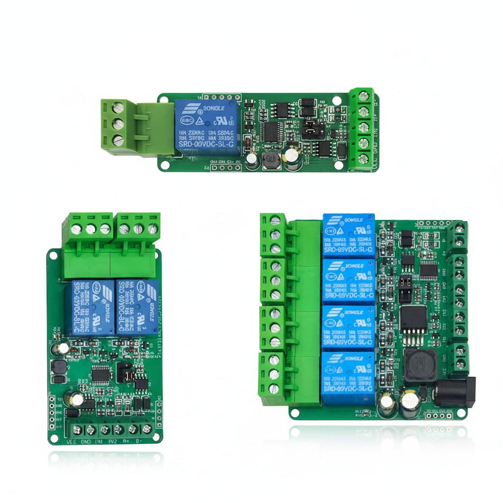 

Modbus-RTU Single/Multi-Channel Relay Module Supports RS485/TTL UART Pluggable Terminal 10*10*2 білий