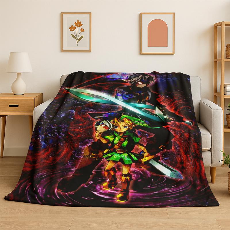 Classic Game Z-Zelda Cartoon Link Flannel Blanket Soft Warm Throw Blanket for Bedroom Living Room Bed Travel Camping Picnic