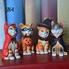 Shelf Decor for Cat Lovers Halloween Figurine, Resin Miniature Statue, Desktop Animal Ornaments Collectibles with Witch Hat/Cloak/Pumpkin Lamp Design