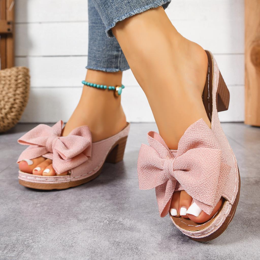 Women's Block Heeled Peep Toe Sandals - Stylish Slip On Heels for Going Out and Casual Summer Wear
