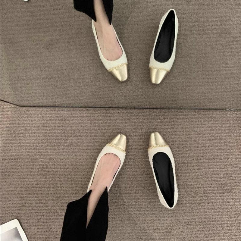 Fashion Flat Shoes for Women 2025 Spring and Autumn French Chain Fashion Boat Shoes Plus Size Women's Shoes 42 43 44 Loafers Women