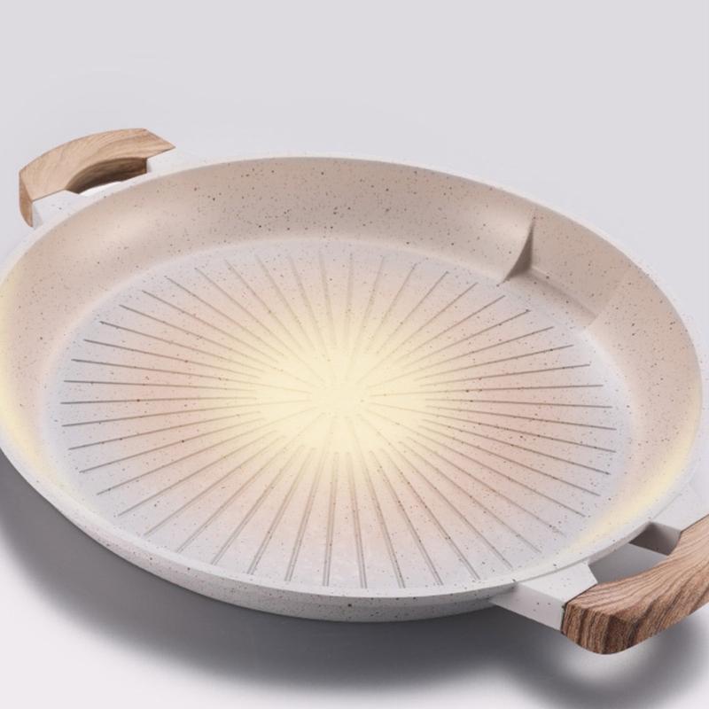 Functional Nonstick Barbecue Tray Efficient Aluminum BBQ Frying Pan Round Grill Tray For Home Kitchens And Outdoor Use