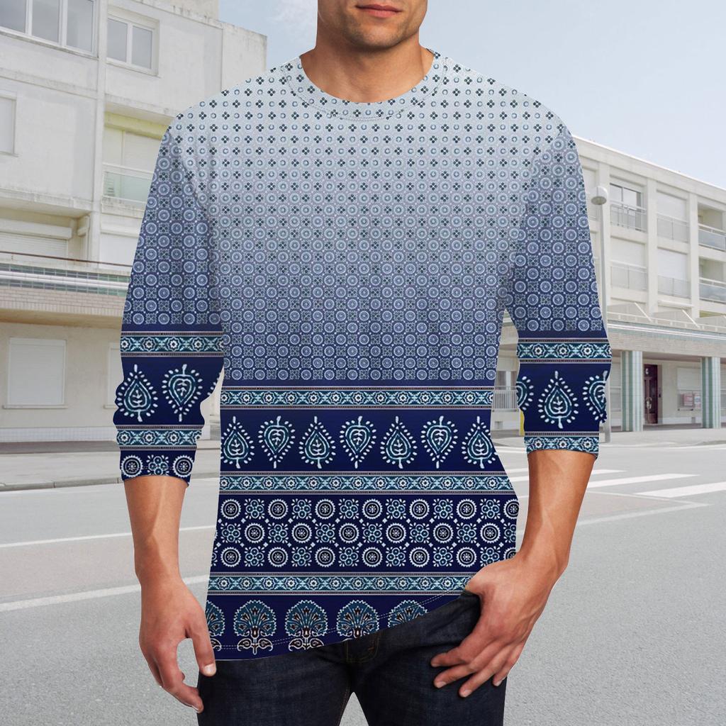 Men's T Shirt O-Neck Clothing Apparel Outdoor Long Sleeve Print Fashion Designer Vintage