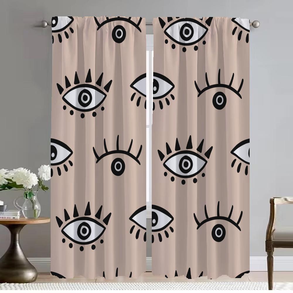 

Тюль для спальни Блэкаут шторы с ресничками для гостиной Противомоскитные шторы 2 штуки Хэллоуин украшение Шторы W50xH70cmx2pcs-CL