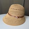 New belt buckle knitted fisherman hat women spring and summer hollow breathable leisure basin hat travel sun protection visor