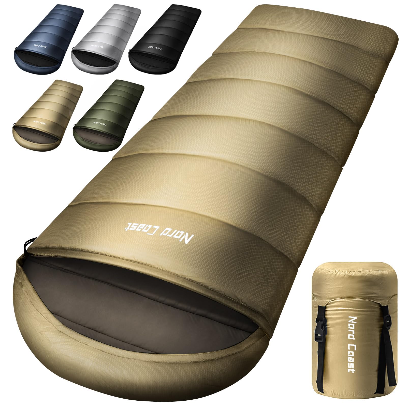 

Nord Coast Sleeping Highly Ideal for and Winter Outdoor Car Overtime and Emergency Preparedness All-Season Bag, Compact, Envelope-Style, 230T,