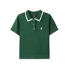 Classic Series Knitted Retro Color Block Short Sleeve Polo Shirt Women Tops L226W065-01WN