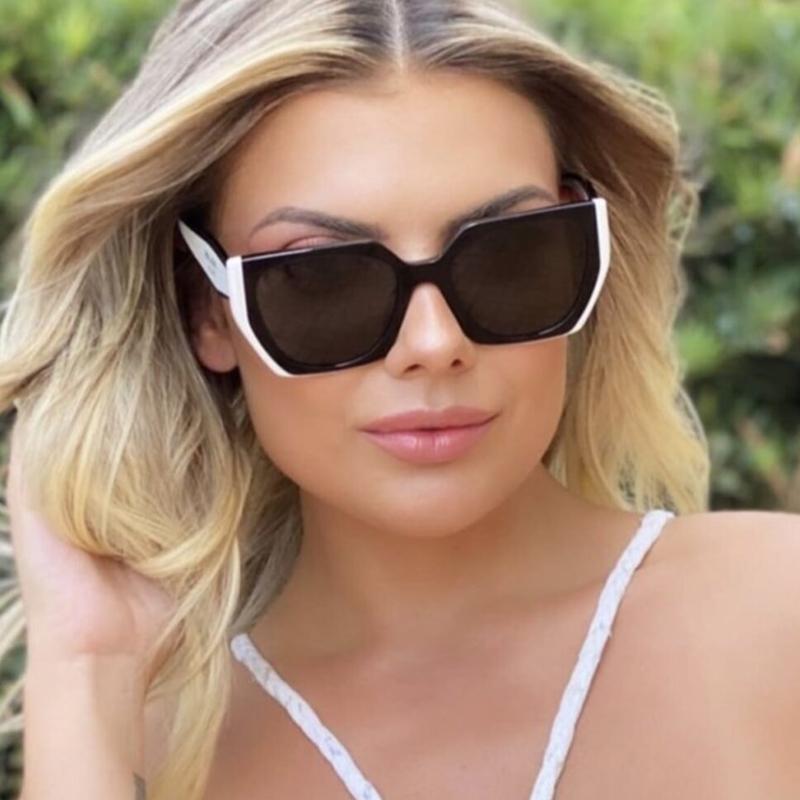 Wipon Women's White/Black Trending Square Sunglasses Luxury Brand Vintage Big Frame Sun Glasses Shades Uv400 Oculos De Sol Cm