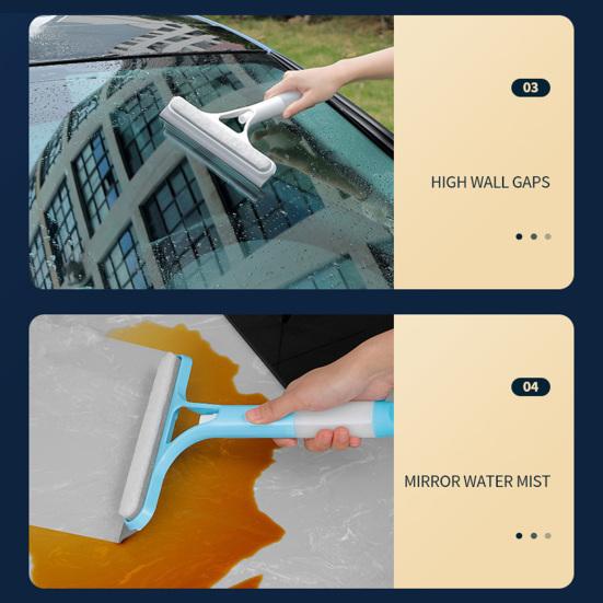 3 In 1 Window Squeegee Cleaner with Spray Bottle Ergonomic Design Double-sided Wipe Window Scrubber Cleaning Tool