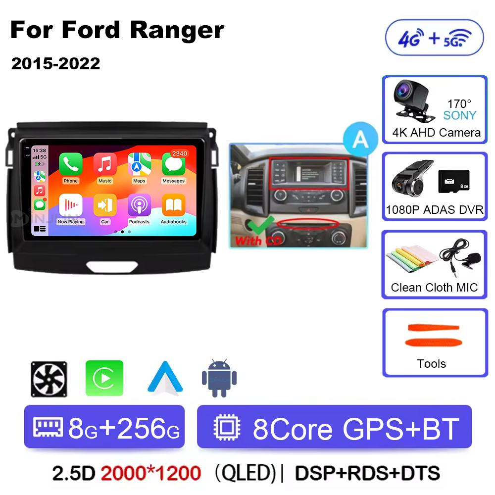 Android 14 Car Radio Stereo Screen For Ford Ranger 2015 2016 2017 2018 2019-2022 Qualcomm Multimedia Carplay Autoradio Head unit