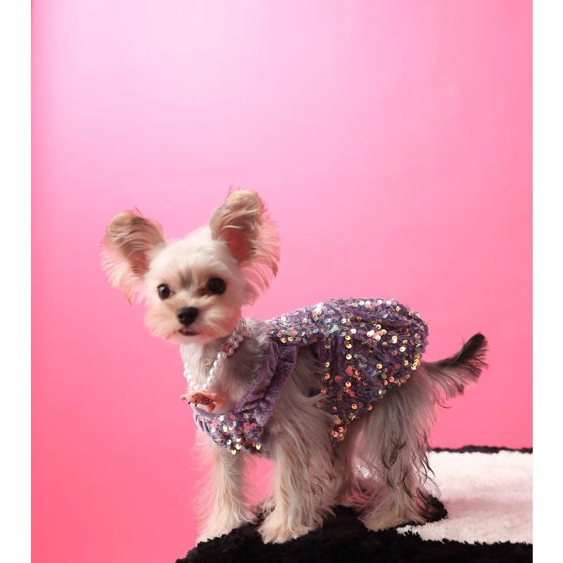 Dog Dresses for Small Dogs Party Sequins Velvet Dress for Dogs Girl Puppy Birthday Wedding Christmas Outfit Soft Pet Apparel Cute Chihuahua