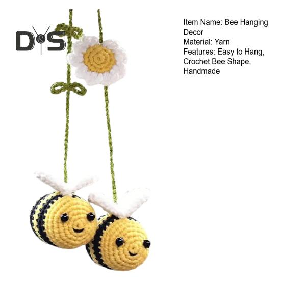 Häkeln Sie Biene Auto hängende Dekoration Auto Rückspiegel handgemachte Strickgarn Blume Honigbiene Tier hängen Ornament Anhänger