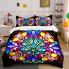 Colorful Floral Glass Art Set Soft Comfortable Duvet Cover Bedding Set Included 1*Duvet Cover & 2*Pillowcases gift