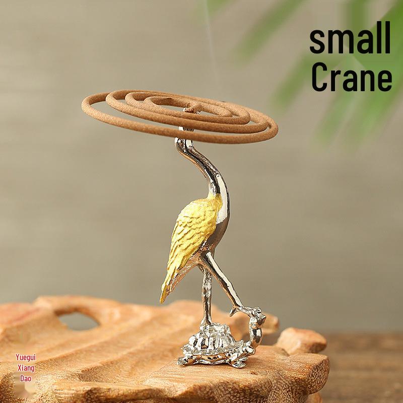 Antique Alloy Crane Incense Holder & Burner - Zen Creative Design