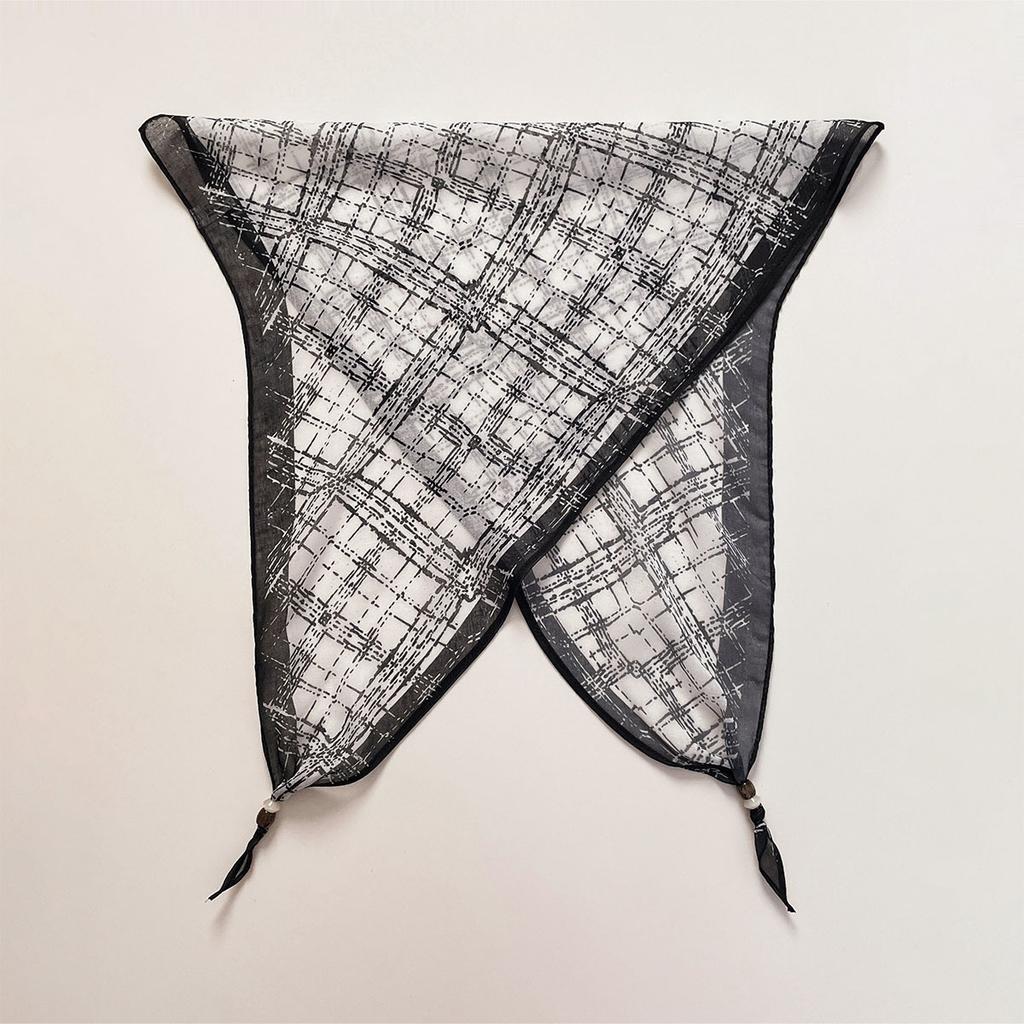Multifunctional silk scarf versatile pendant decorative lines small scarf women's niche design jacket accessories new neck accessories