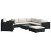8 Piece Garden Lounge Set with Cushions Poly Rattan Black