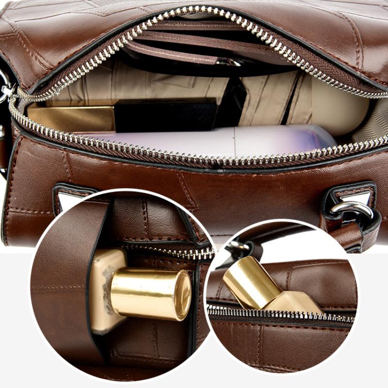 Autumn Winter New Retro Splicing Lady Handbags High-end PU Large Capacity Shoulder Bag Fashion Casual Argyle Messenger Bag Middle-aged Mother Tote Bag