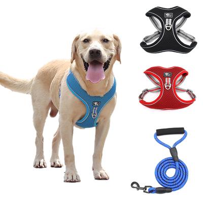 Çekme Yok Büyük Köpek Tasması ve Tasma Seti Yansıtıcı Nefes Alabilir Ağ Evcil Hayvan Tasması Yeleği Orta Büyük Köpekler İçin Fransız Bulldog Labrador