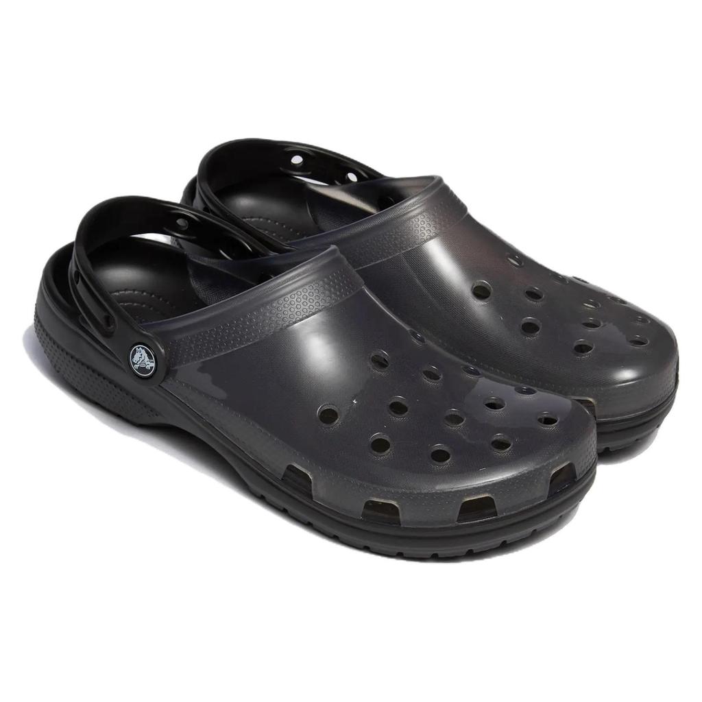 Crocs Unisex Klasyczne Przezroczyste Klapki Czarno-Szare Antypoślizgowe Odporne na Ścieranie Klapki 206908-001