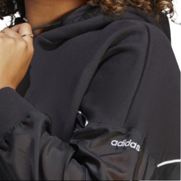 Adidas Originals Trefoil Logo Print Hoodie Women Tops Black IC5380