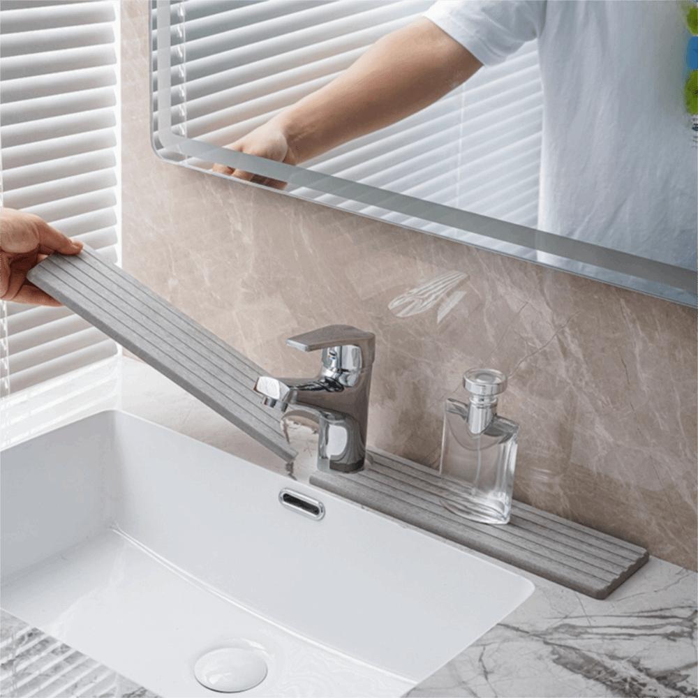 Stripes Pattern Groove Diatom Mud Faucet Absorbent Pad Anti-slip Bathroom Sink Tray  Countertop