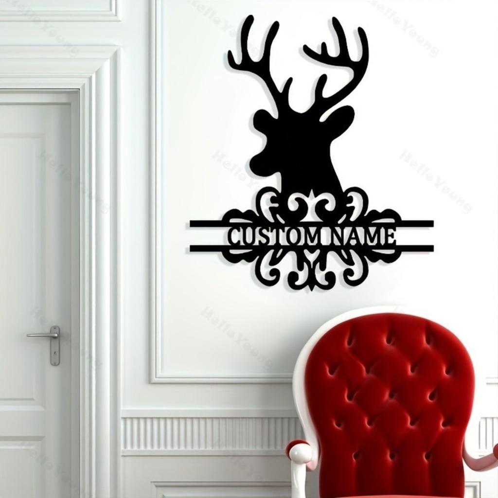 Personalized Christmas Elk Metal Wall Sign Cartoon Animal Pattern Hot Sale Matte Finish Indoor Outdoor Decor