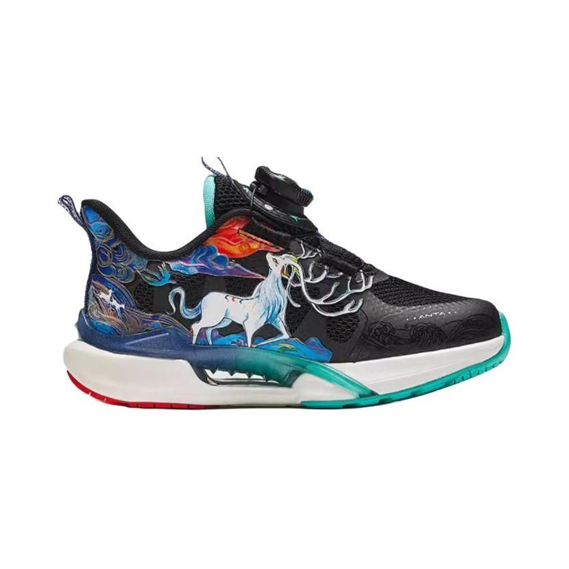 Anta Kids Wind Chaser 6 Comfortable Running Shoes Kids Sneakers Black Blue Green 312439902R-2