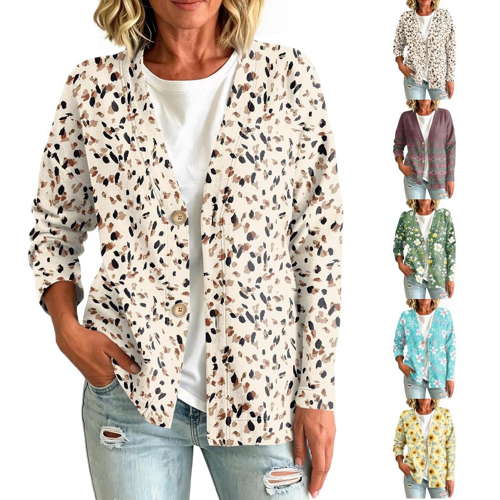 Women's Vintage Floral Print Button Front Jacket for Casual Outdoor Wear