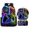 Manette de jeu à lumière néon Périphérique Élèves du primaire et du secondaire Sac d'école Sac à dos pour enfants Sac à dos grande capacité Serviette Trousse