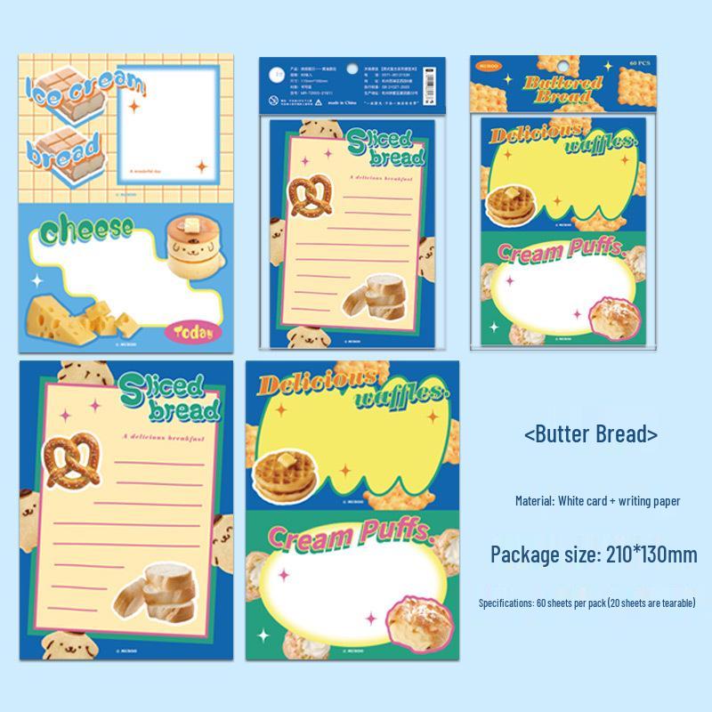 Mu Ran Baking Delicacies Sticky Notes Pad: Tearable Memo Journal Material for Holiday Collage
