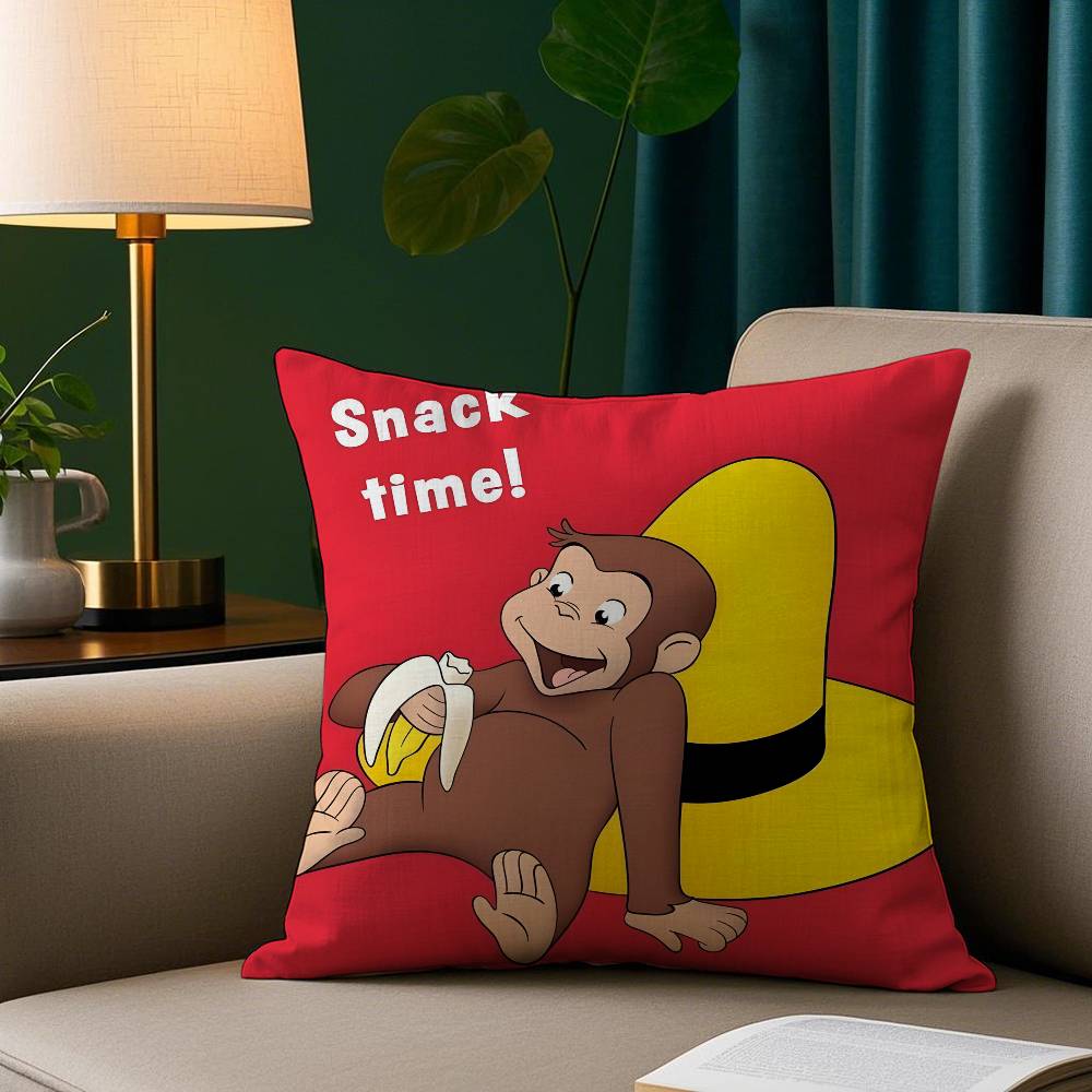 Good Night George The Curious Monkey Pillow Case Short Plush Print Cushion Cover Square Throw Pillow Covers Sofa Home Decor