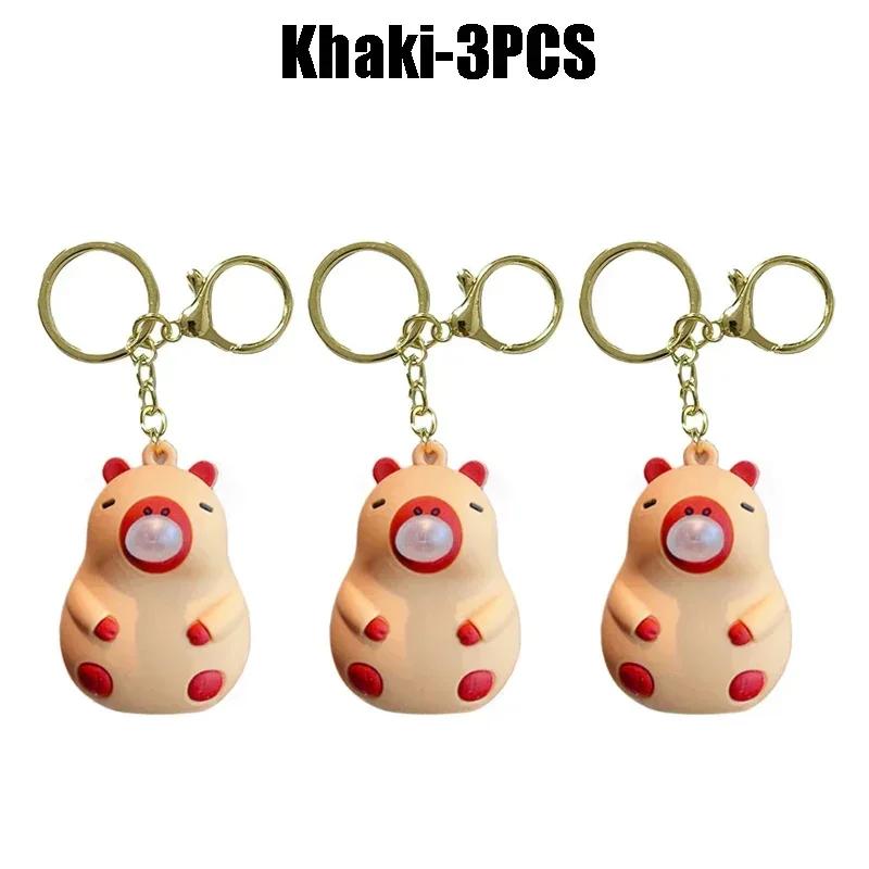 Capybara Pinch Music Toy Blowing Bubble Keychain Girls Capybara Doll Decompression Toys Children's Schoolbag Pendant