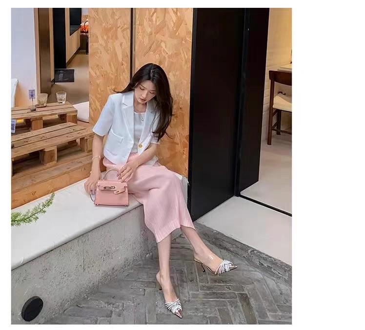 Peep-Toe Rhinestone Cross PVC High Heels - Transparent, Sweet Party/Wedding Shoes, Spring/Summer 2024