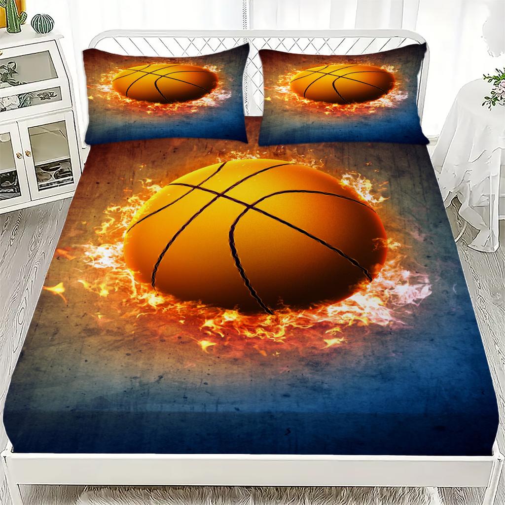 3D Fitted Sheets Basketball Soccer Bedding Printed With Elastic Mattress Cover And Pillowcase Custom 180x200cm Boy Kids Decor